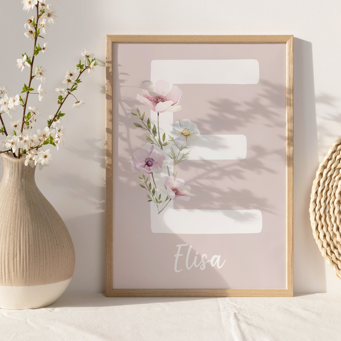 Poster Buchstabe Wildblumen Wiesenblumen Name personalisiert Kinderzimmer Mädchen
