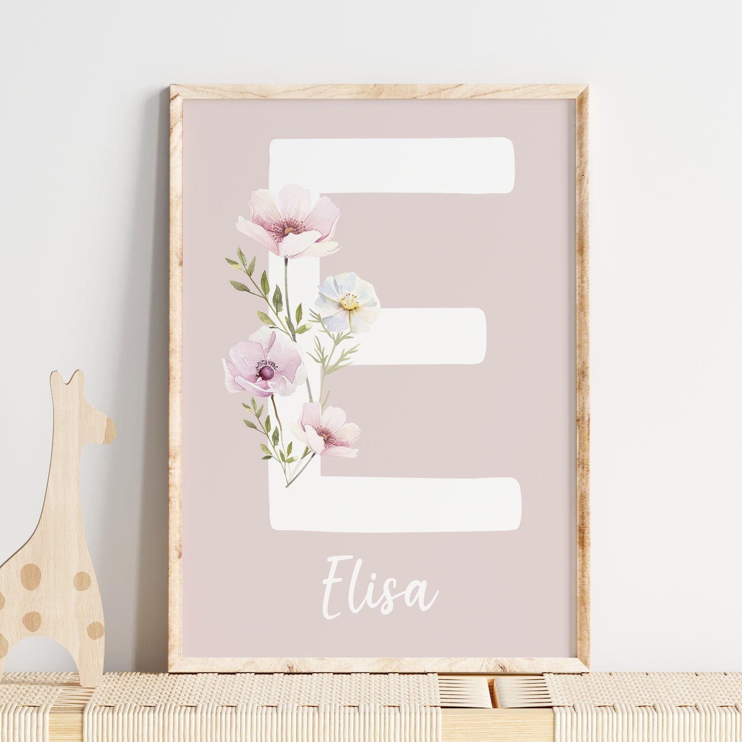 Poster Buchstabe Wildblumen Wiesenblumen Name personalisiert Kinderzimmer Mädchen