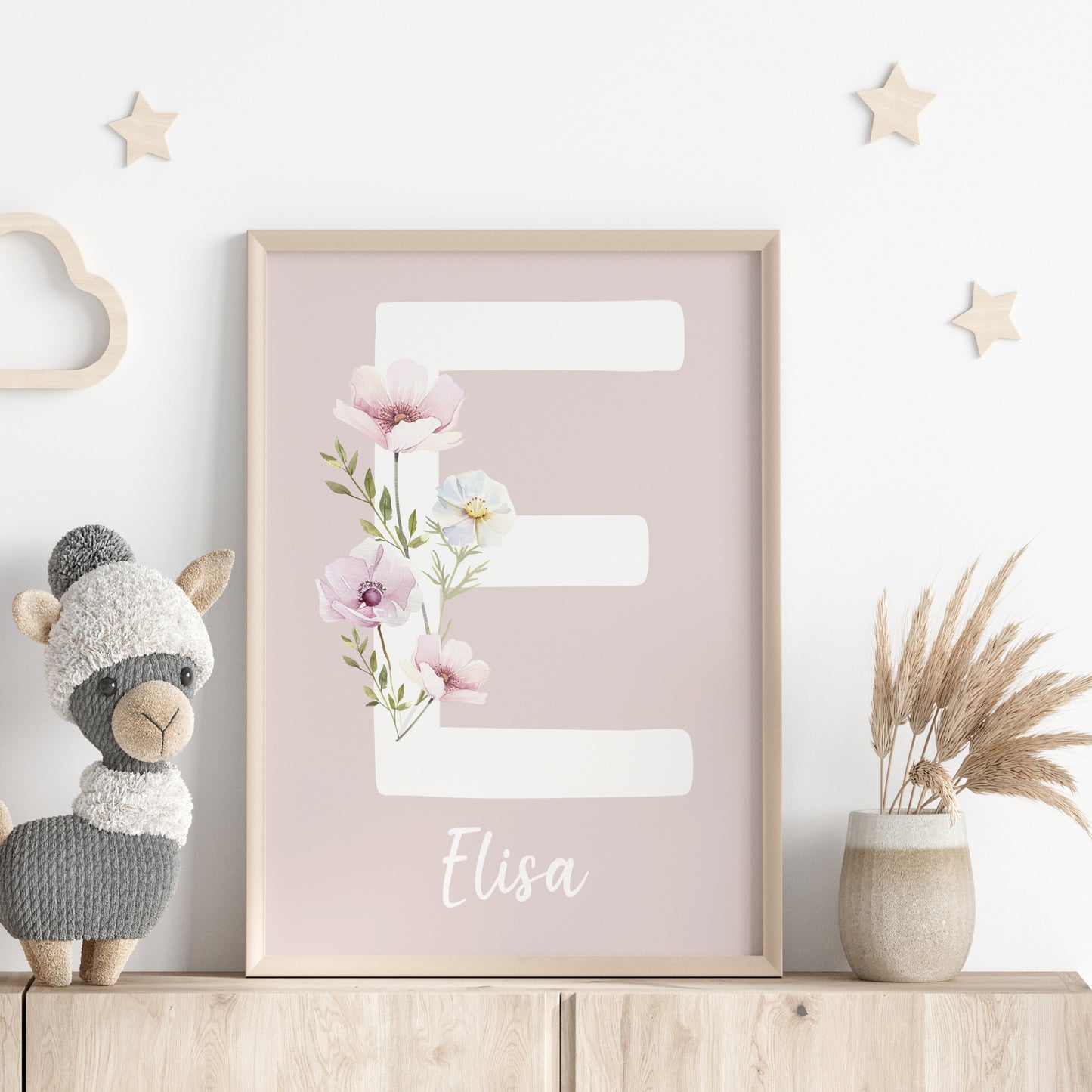 Poster Buchstabe Wildblumen Wiesenblumen Name personalisiert Kinderzimmer Mädchen