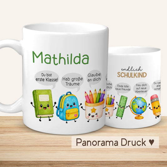 Geschenk Einschulung Tasse Schulanfang personalisiert mit Namen Schulkind Einschulungsgeschenk Schulstart