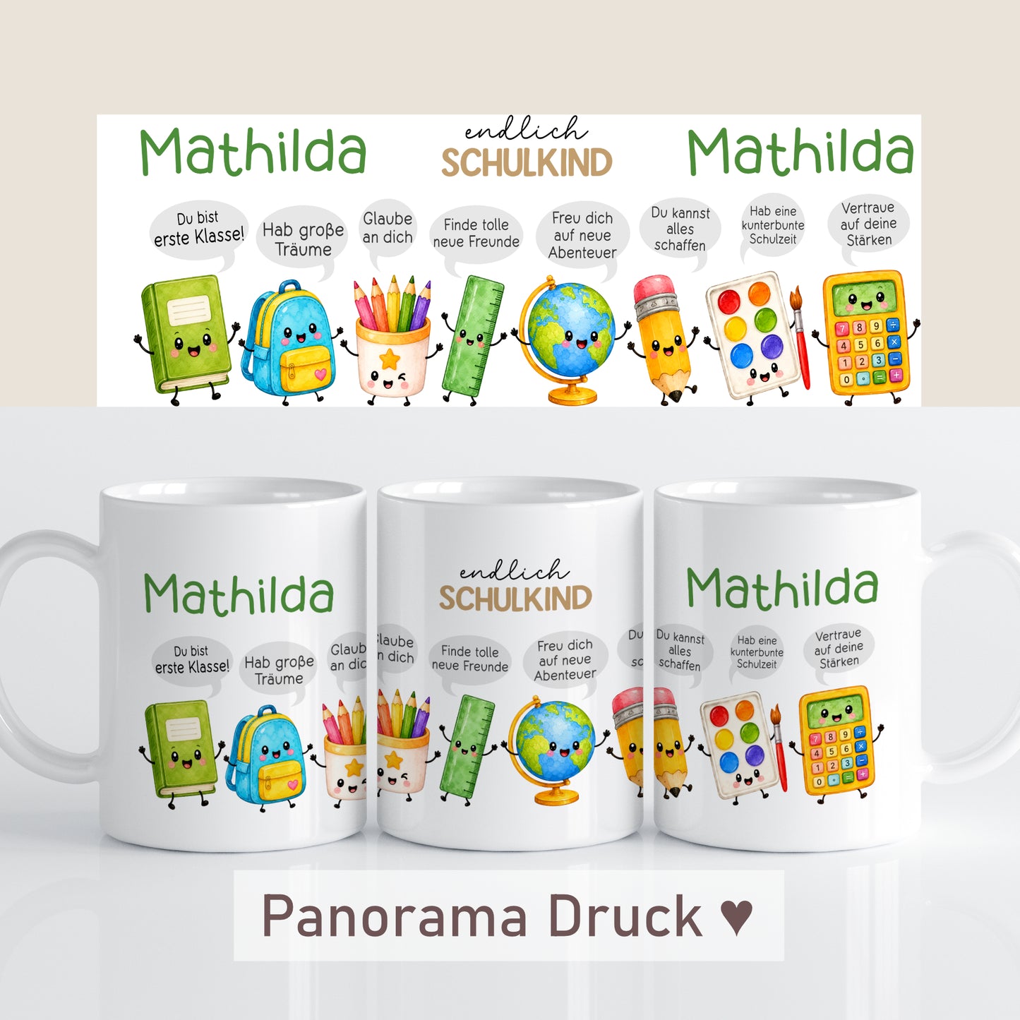Geschenk Einschulung Tasse Schulanfang personalisiert mit Namen Schulkind Einschulungsgeschenk Schulstart