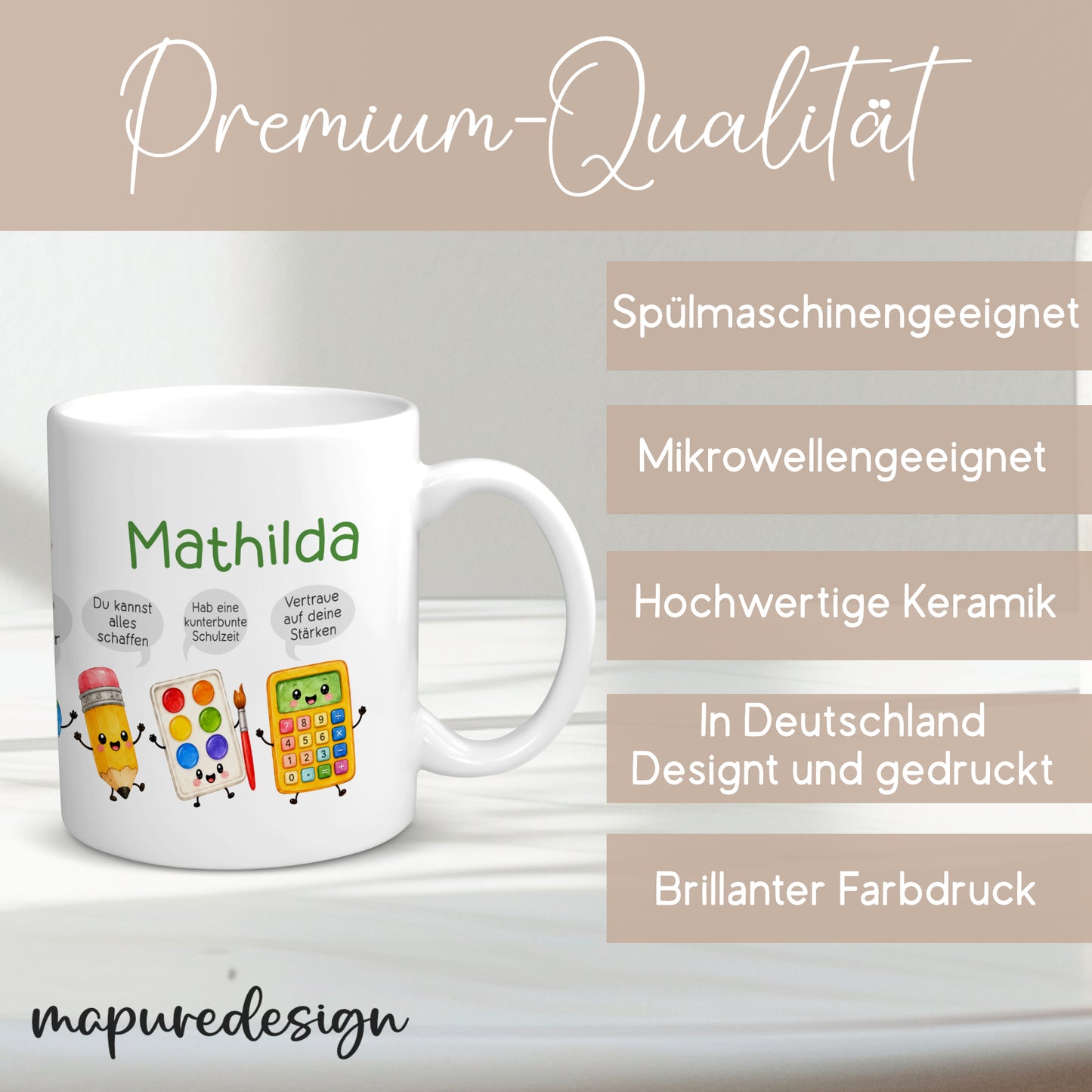 Geschenk Einschulung Tasse Schulanfang personalisiert mit Namen Schulkind Einschulungsgeschenk Schulstart