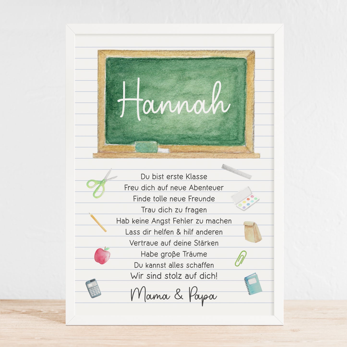 Einschulung Poster Affirmation Tafel Schulanfang 1. Klasse Schule Mädchen Jungen personalisiert