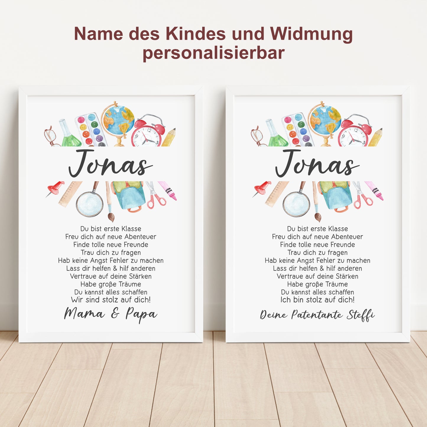 Einschulung Poster Affirmation Schulanfang 1. Klasse Schule Mädchen Jungen personalisiert