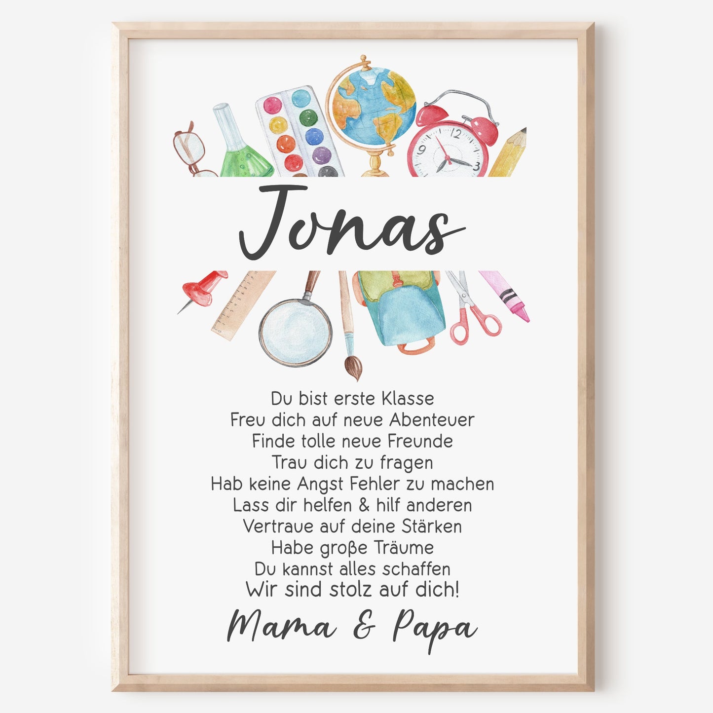 Einschulung Poster Affirmation Schulanfang 1. Klasse Schule Mädchen Jungen personalisiert