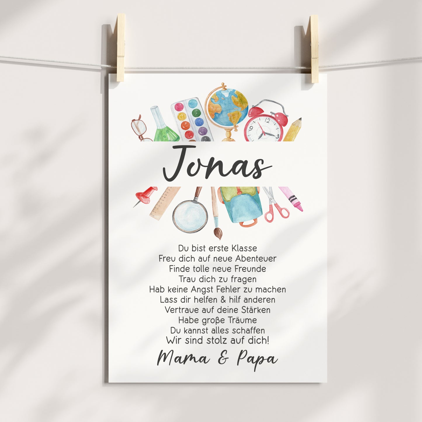 Einschulung Poster Affirmation Schulanfang 1. Klasse Schule Mädchen Jungen personalisiert