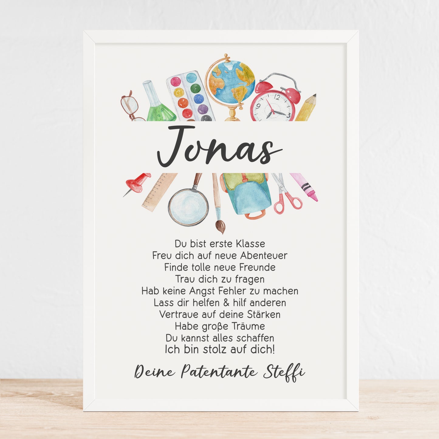 Einschulung Poster Affirmation Schulanfang 1. Klasse Schule Mädchen Jungen personalisiert