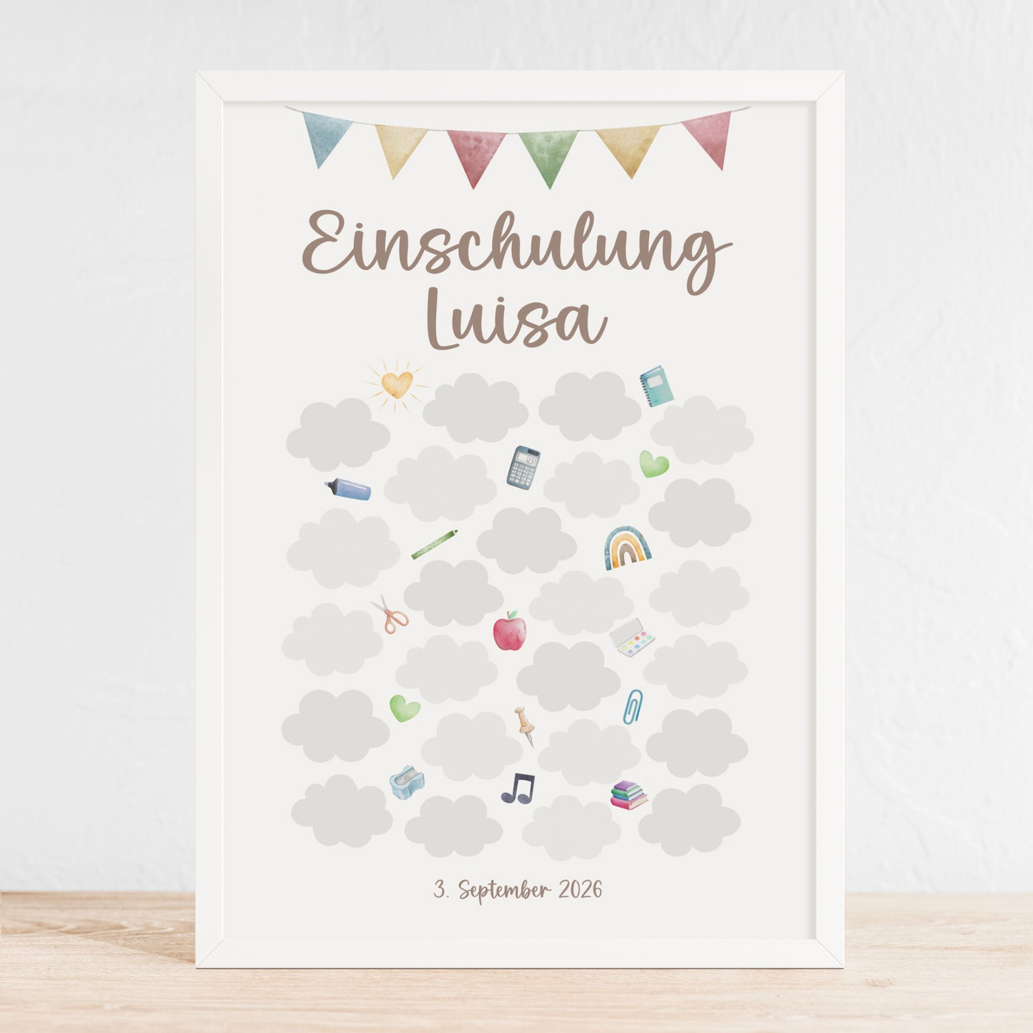 Gästebuch Poster zur Einschulung personalisiert Schulanfang Schulkind Wünsche Patenkind Einschulungsgeschenk