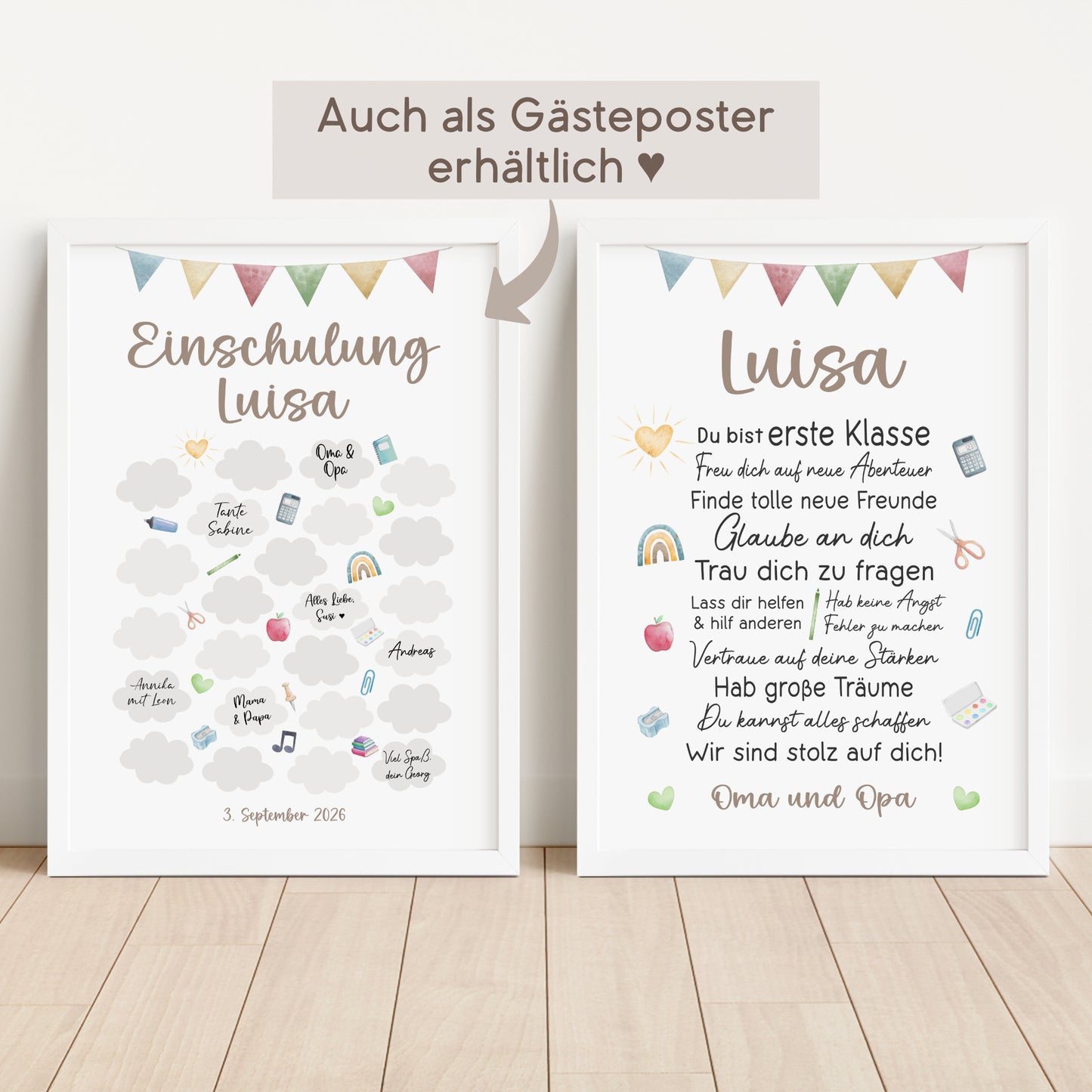 Einschulung Poster Affirmation Schulanfang 1. Klasse Schule Mädchen Jungen personalisiert