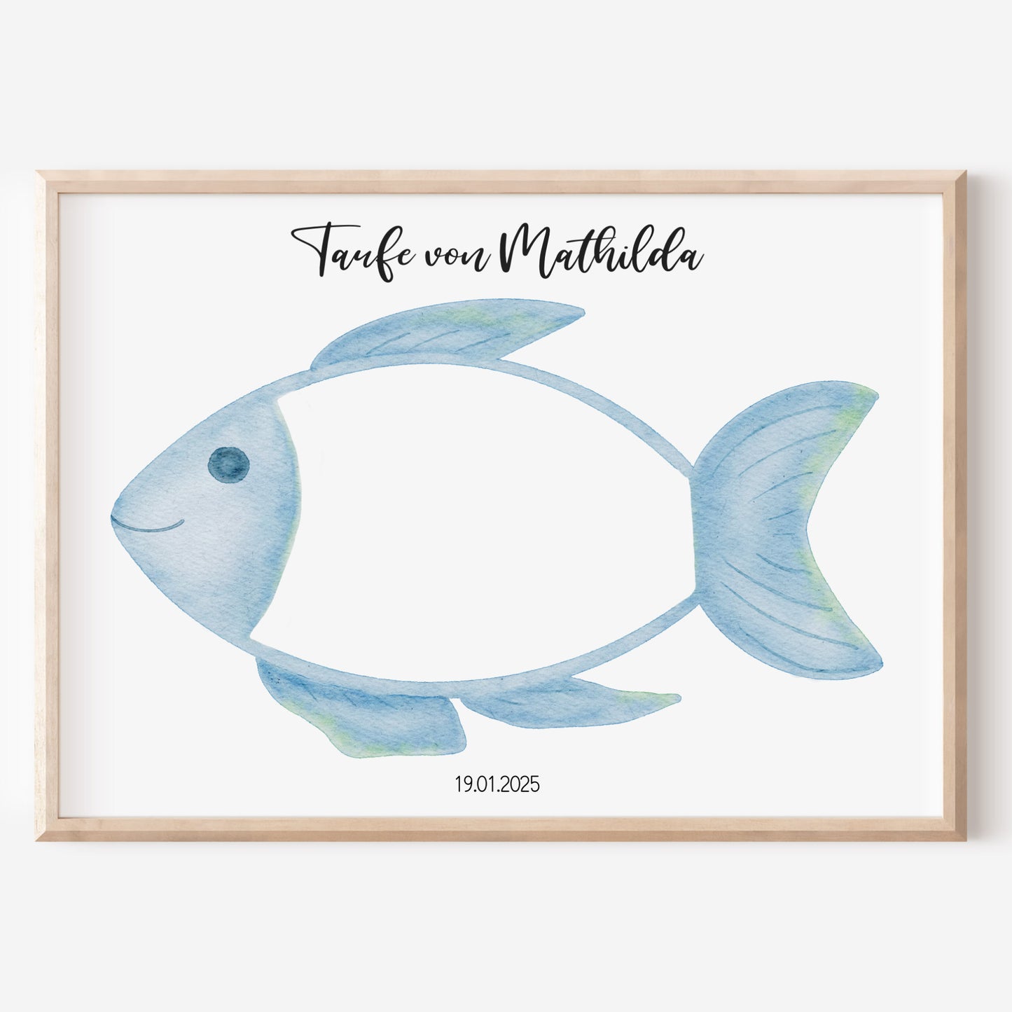 Gästeposter Taufe Fisch Fingerabdrücke Gästebuch personalisiert Taufgeschenk Taufgästebuch Fingerprint Gästebild