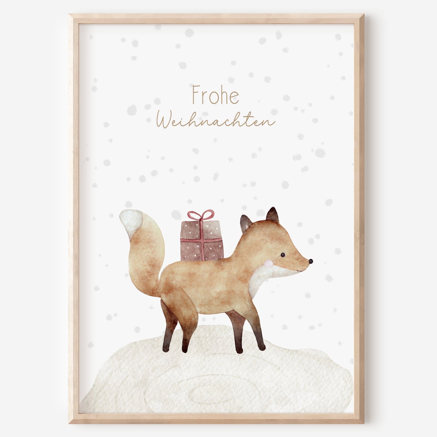 Weihnachten Poster Fuchs Weihnachtsdeko Schnee Winterdeko Aquarell