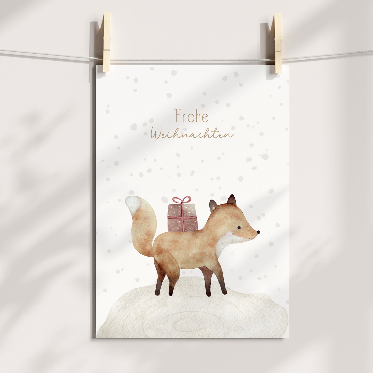 Weihnachten Poster Fuchs Weihnachtsdeko Schnee Winterdeko Aquarell