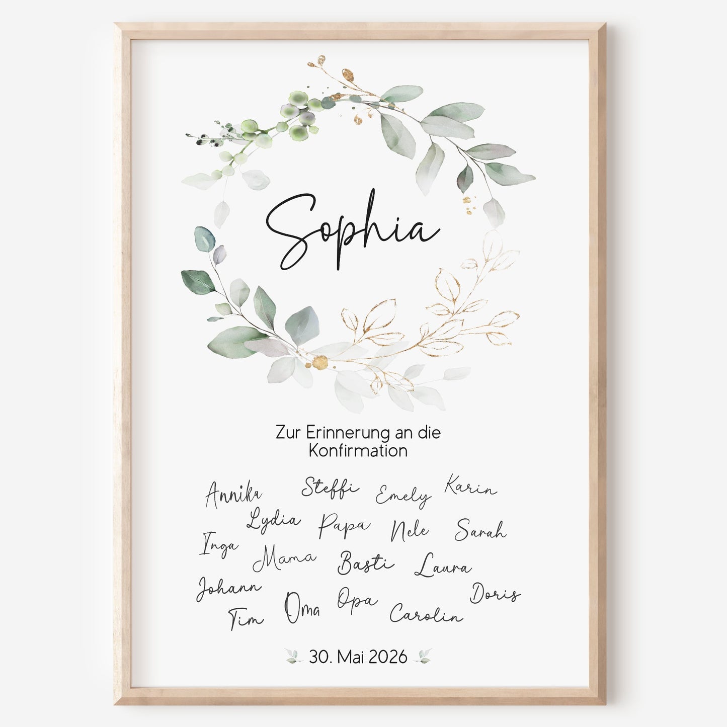 Konfirmation Gästeposter Unterschreiben Eukalyptus Gästebuch personalisiert Taufgästebuch Gästebild
