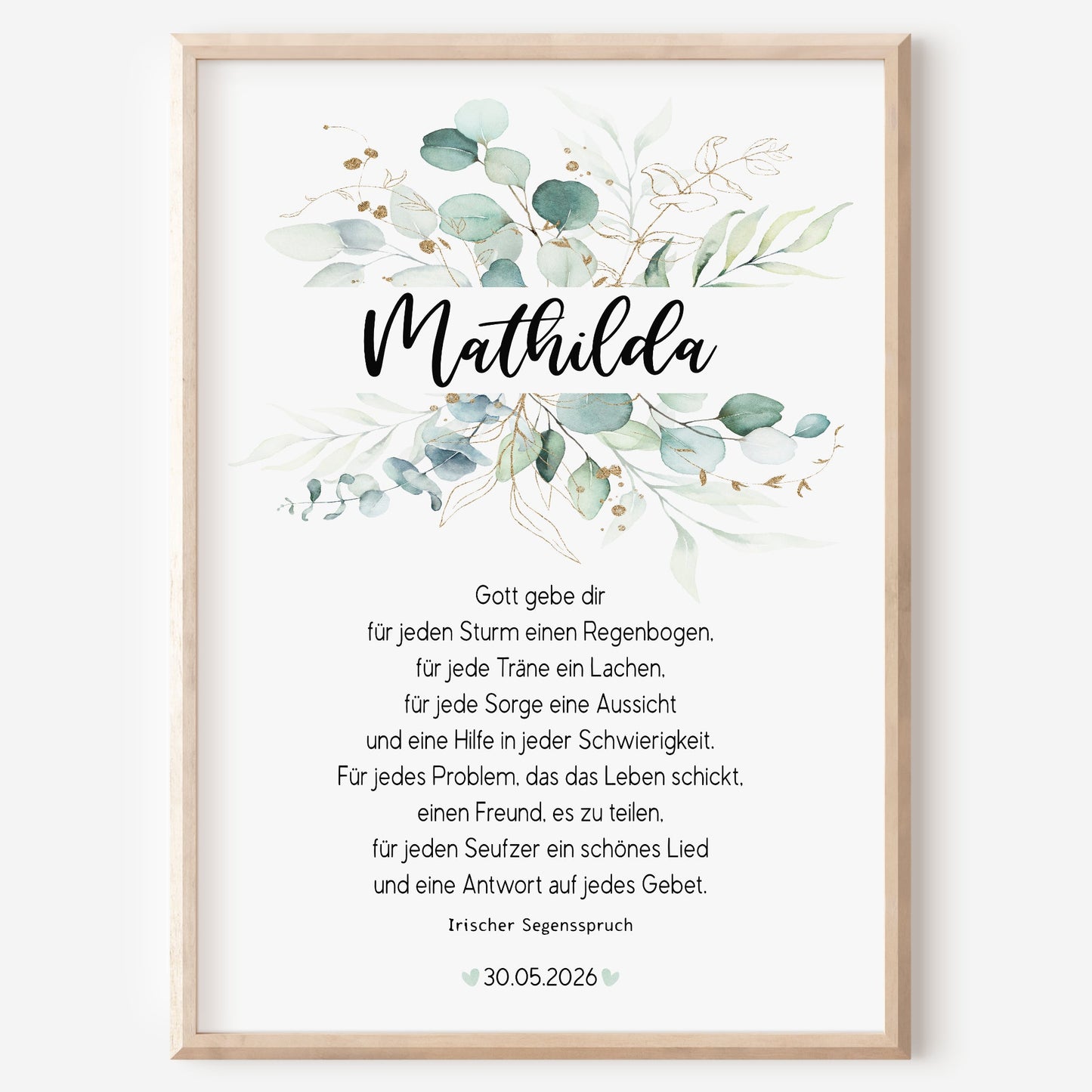 Patenbrief Patenkind Konfirmation Firmung Kommunion Taufe Poster personalisiert Taufgeschenk Eukalyptus