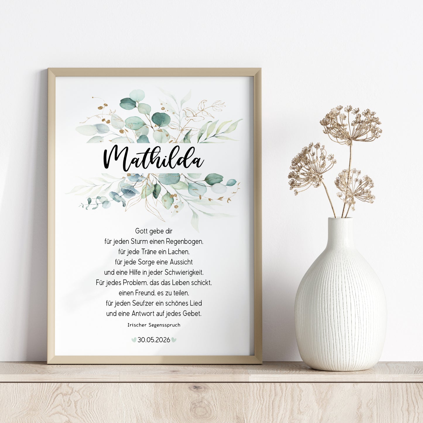 Patenbrief Patenkind Konfirmation Firmung Kommunion Taufe Poster personalisiert Taufgeschenk Eukalyptus