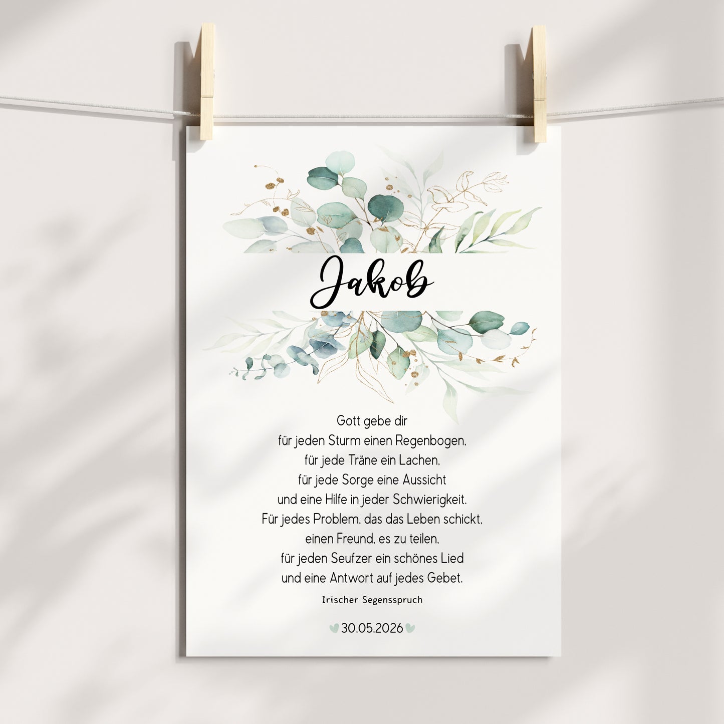 Patenbrief Patenkind Konfirmation Firmung Kommunion Taufe Poster personalisiert Taufgeschenk Eukalyptus