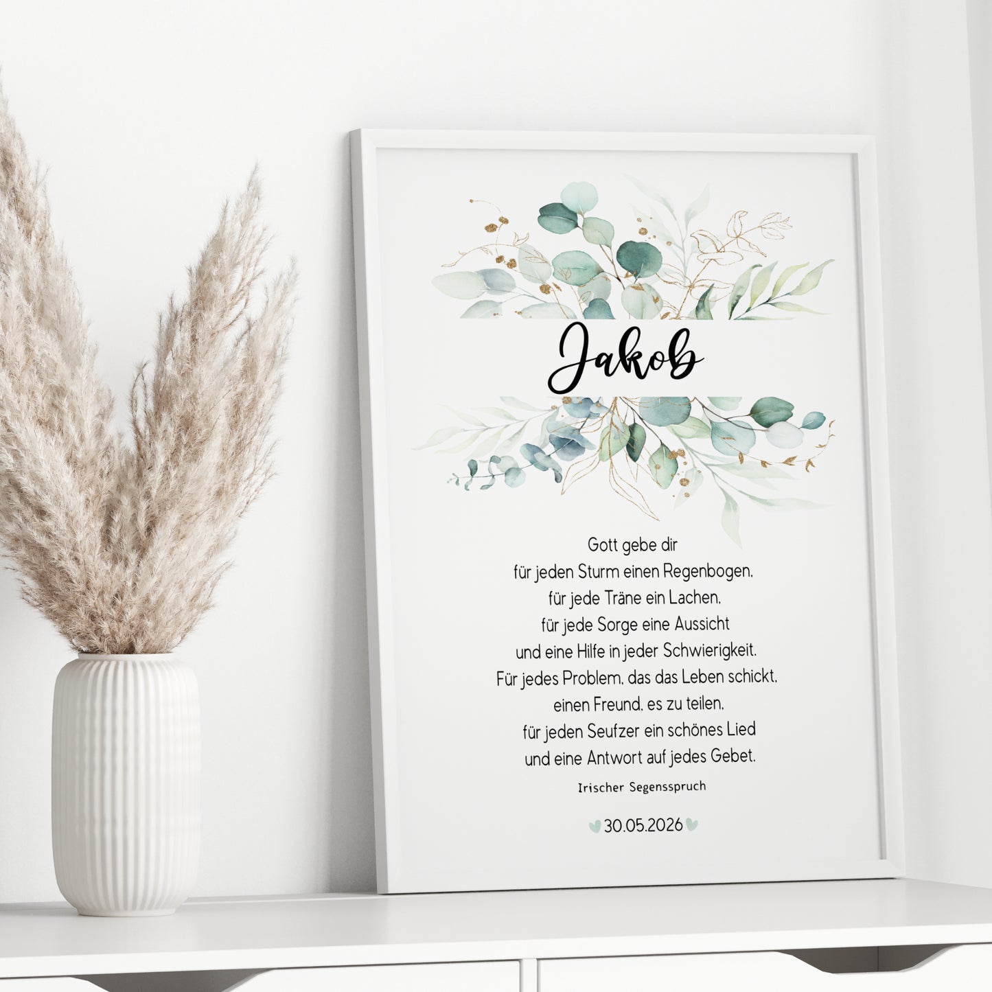 Patenbrief Patenkind Konfirmation Firmung Kommunion Taufe Poster personalisiert Taufgeschenk Eukalyptus