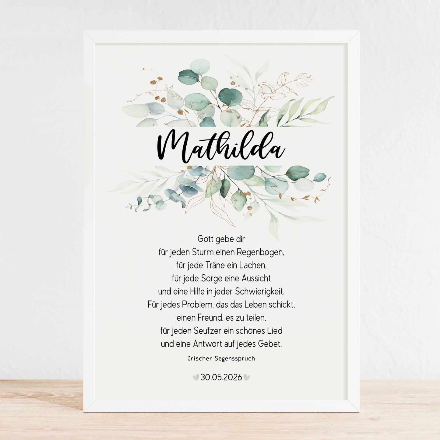 Patenbrief Patenkind Konfirmation Firmung Kommunion Taufe Poster personalisiert Taufgeschenk Eukalyptus