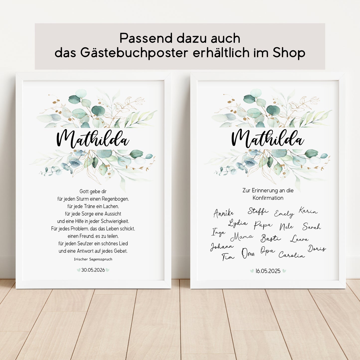 Patenbrief Patenkind Konfirmation Firmung Kommunion Taufe Poster personalisiert Taufgeschenk Eukalyptus