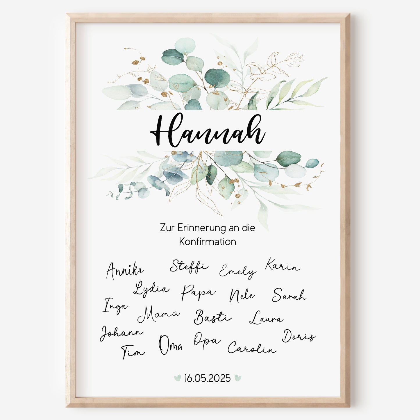 Konfirmation Gästeposter Unterschreiben Eukalyptus Gästebuch personalisiert Taufgästebuch Firmung Gästebild