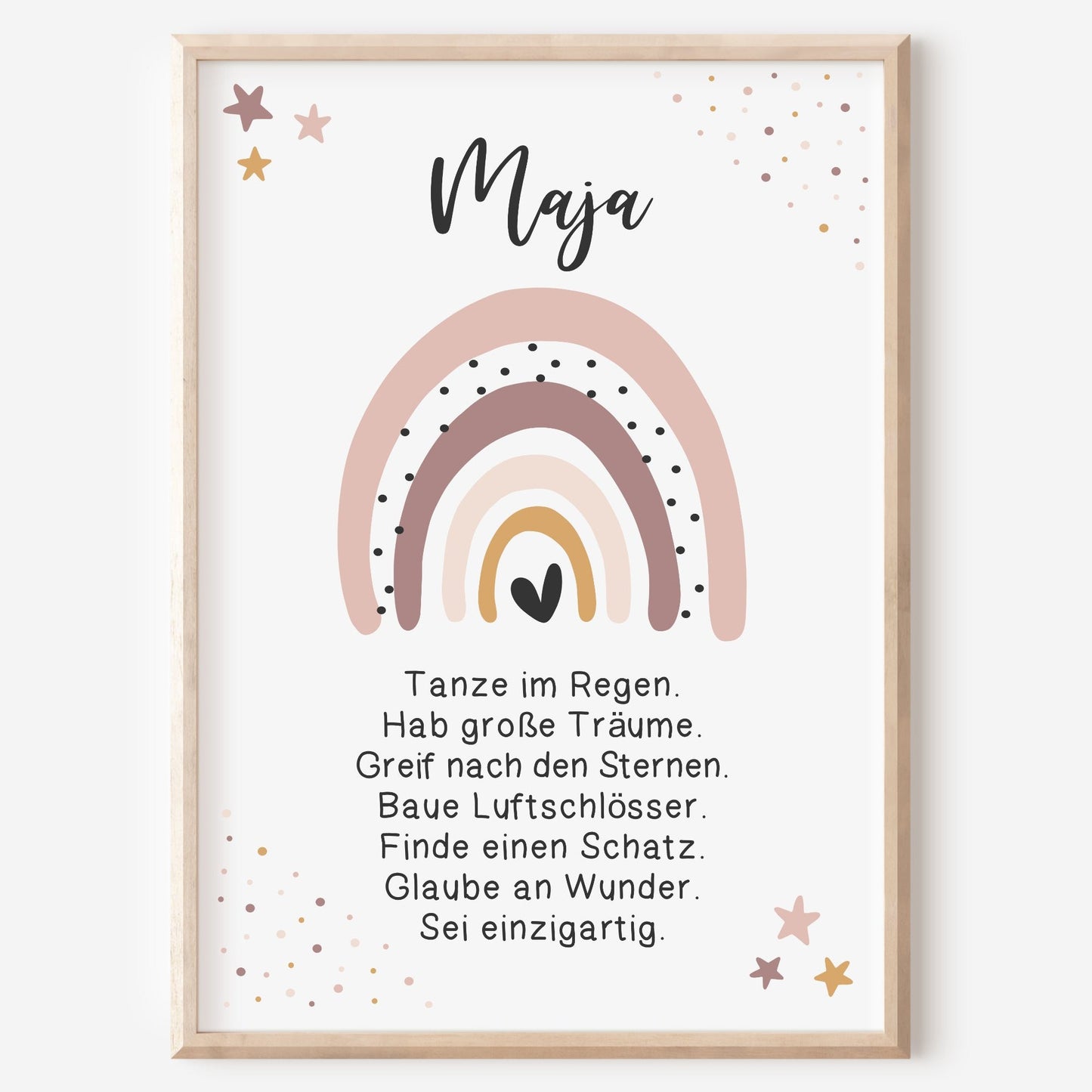 Kinderzimmer Poster Affirmation Mädchen Regenbogen Rosa personalisiert