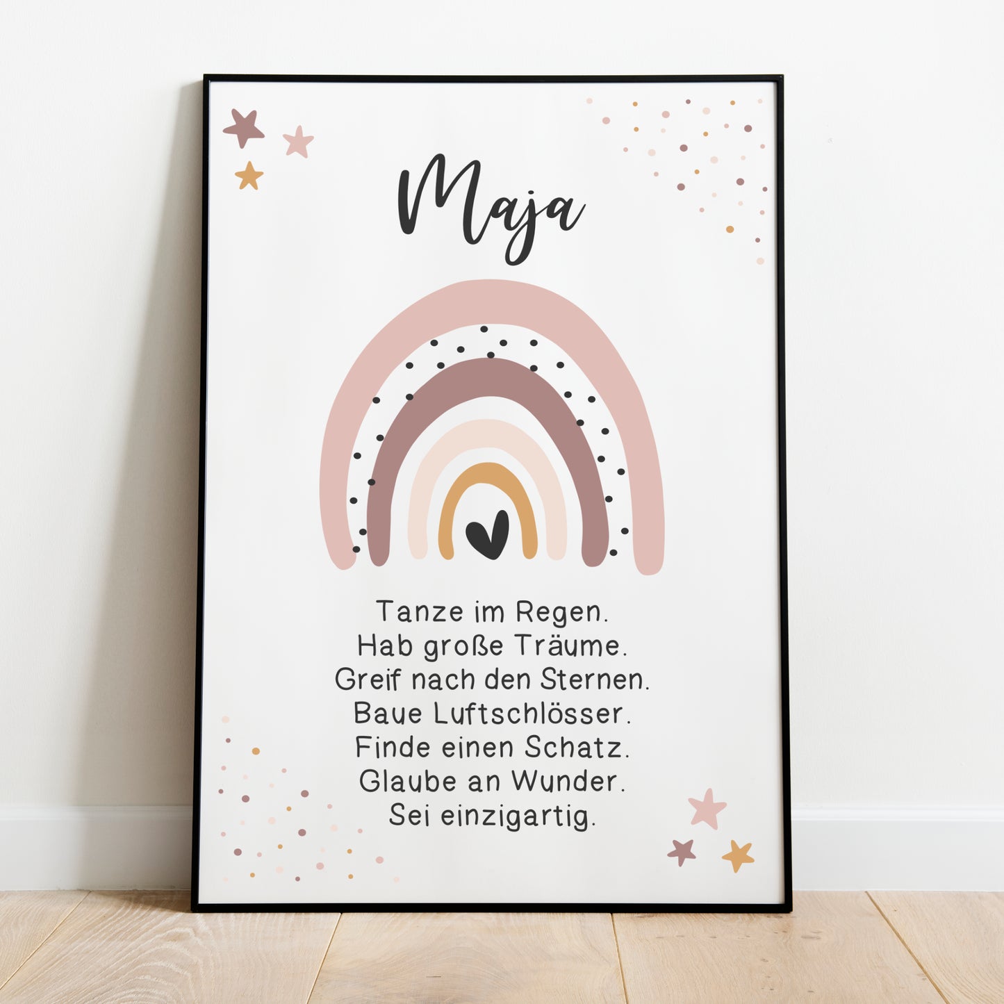 Kinderzimmer Poster Affirmation Mädchen Regenbogen Rosa personalisiert