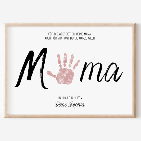 Handabdruck Kinder Baby Geschenk für Mama Vorlage personalisiert mit Namen Muttertag