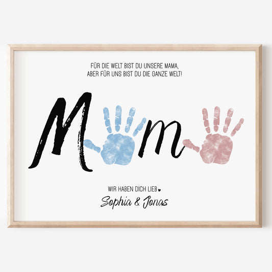 Handabdruck Kinder Baby Geschenk für Mama Vorlage personalisiert mit Namen Muttertag