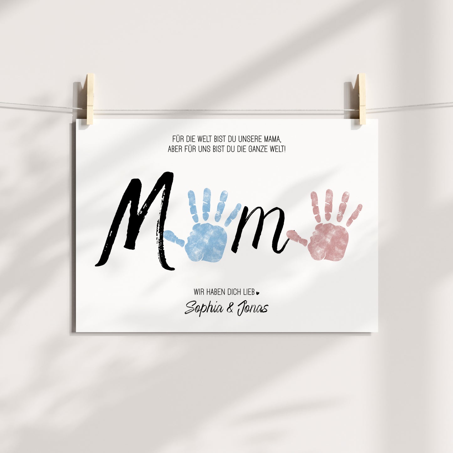 Handabdruck Kinder Baby Geschenk für Mama Vorlage personalisiert mit Namen Muttertag