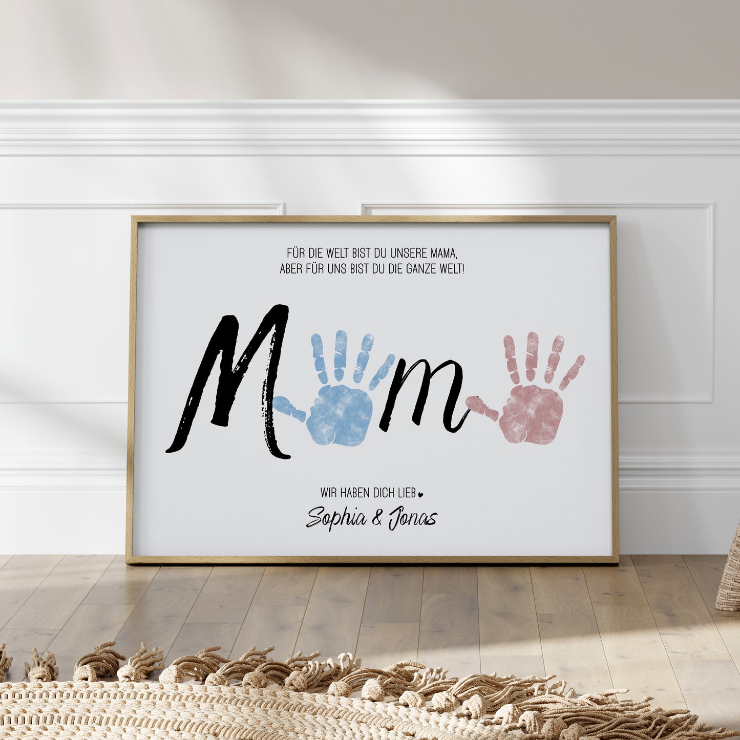 Handabdruck Kinder Baby Geschenk für Mama Vorlage personalisiert mit Namen Muttertag