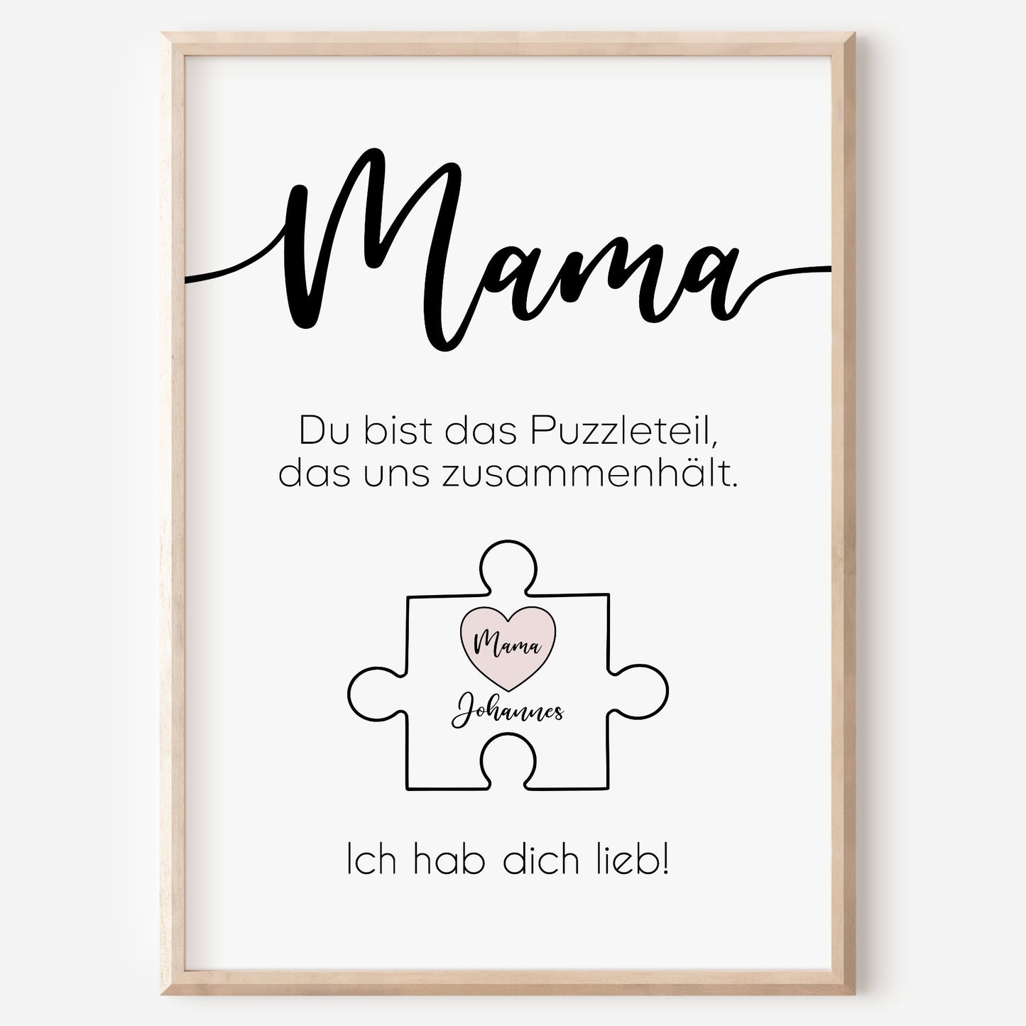 Geschenk für Mama Poster zum Muttertag oder Geburtstag personalisiert mit Namen Puzzleteilbild