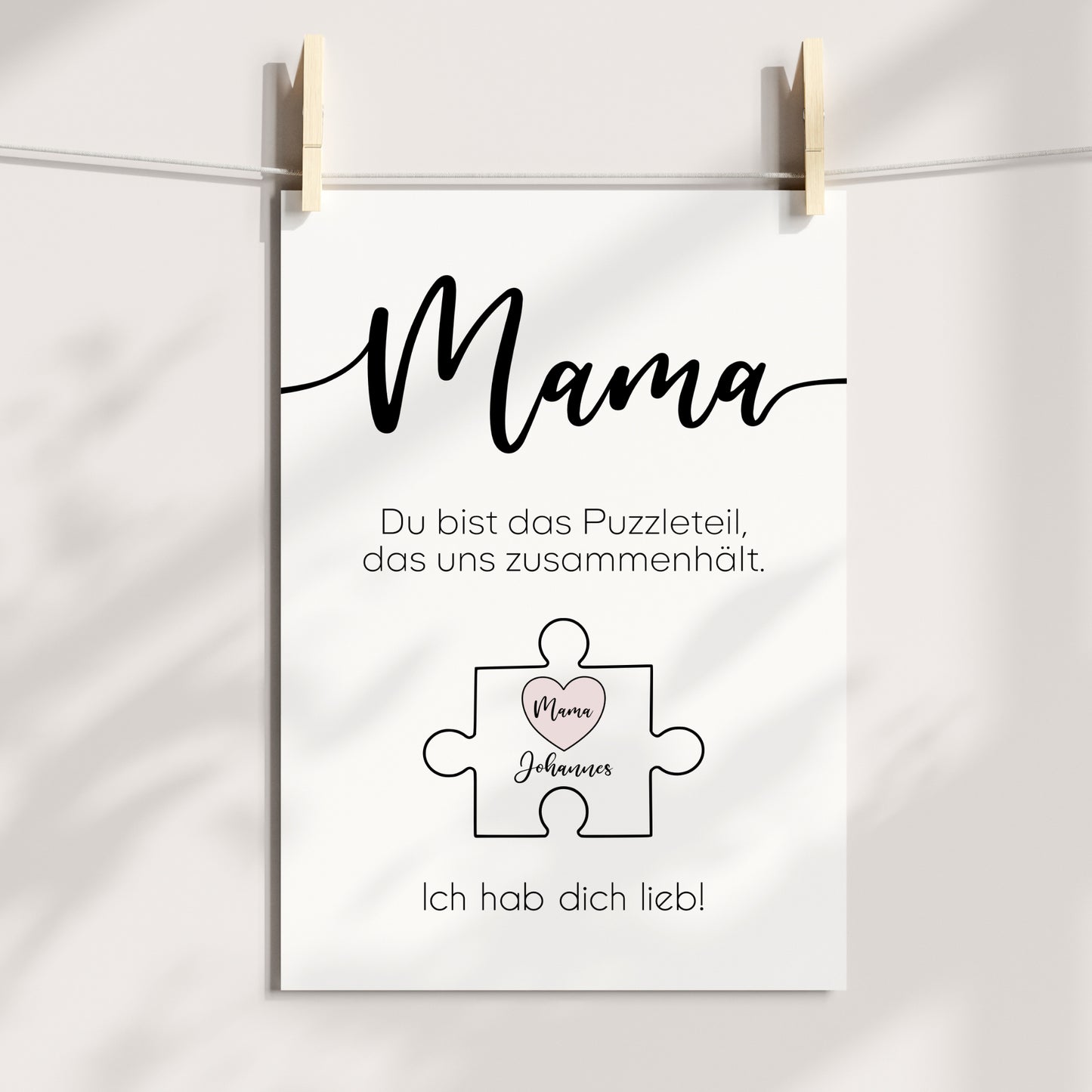 Geschenk für Mama Poster zum Muttertag oder Geburtstag personalisiert mit Namen Puzzleteilbild