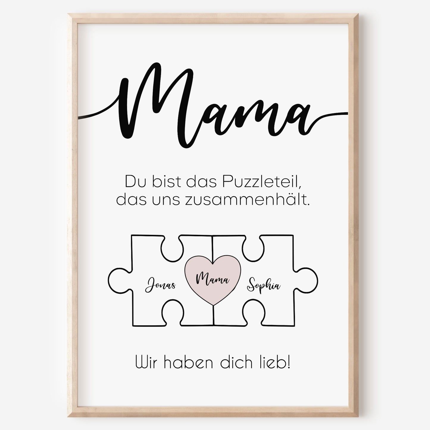 Geschenk für Mama Poster zum Muttertag oder Geburtstag personalisiert mit Namen Puzzleteilbild