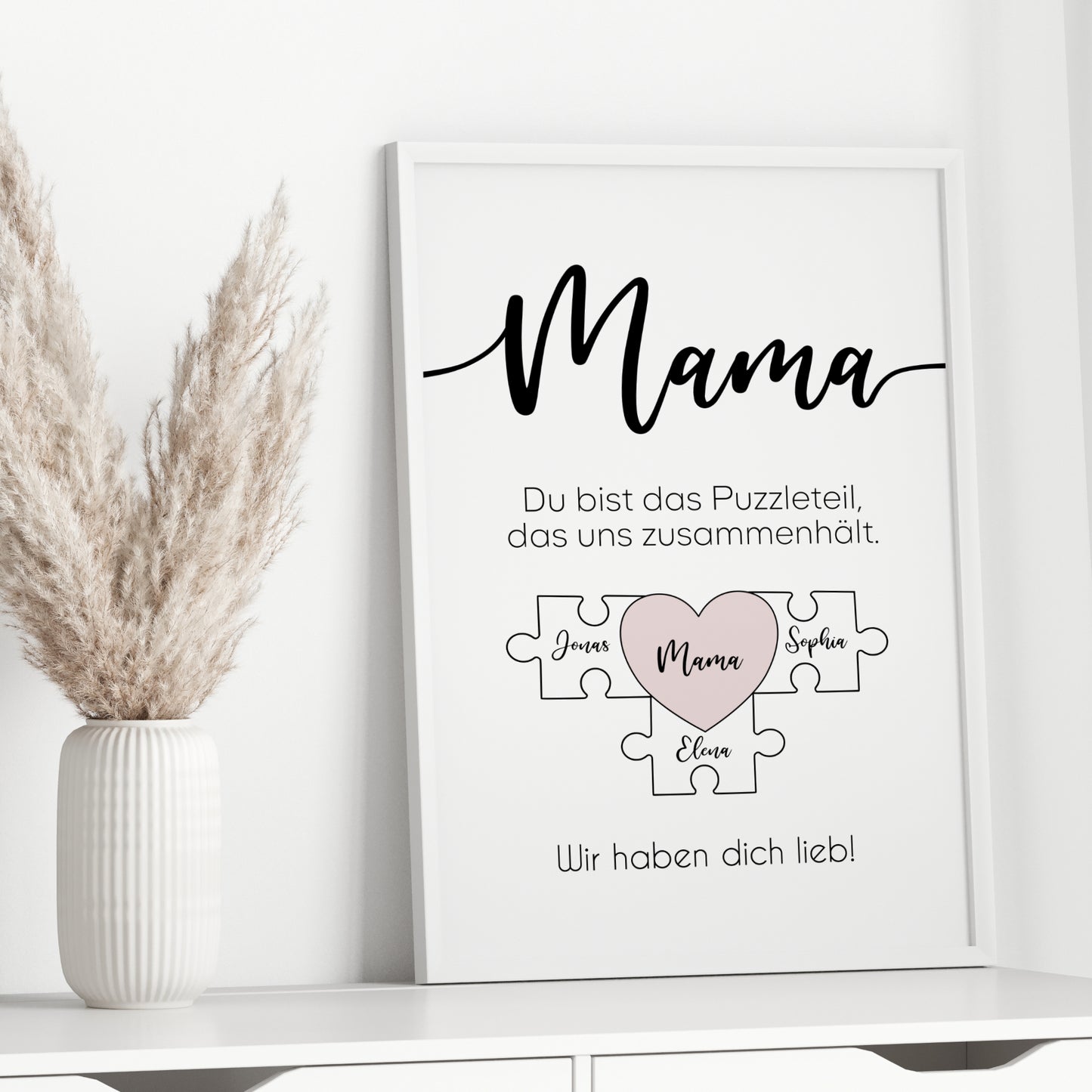 Geschenk für Mama Poster zum Muttertag oder Geburtstag personalisiert mit Namen Puzzleteilbild