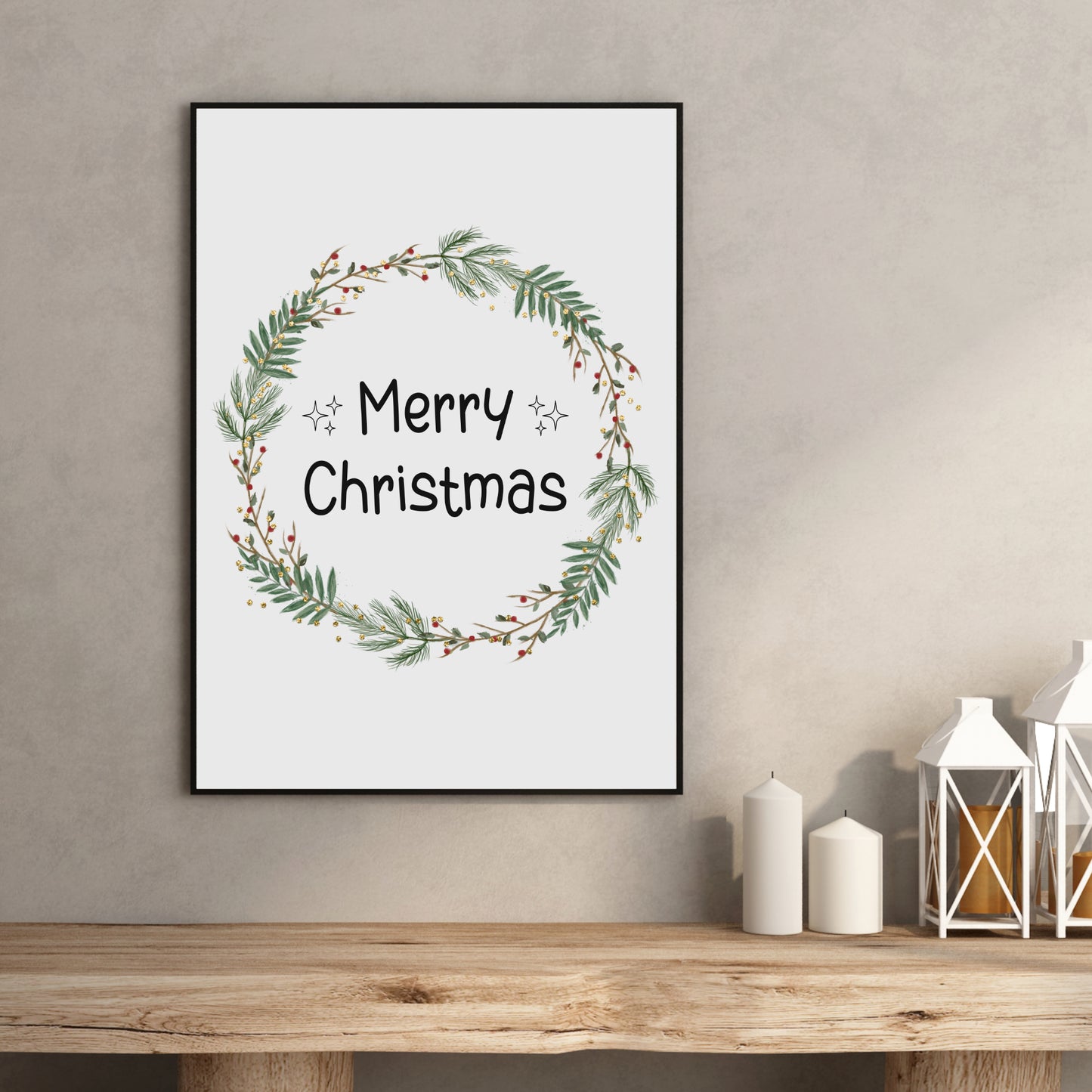 Weihnachten Poster Weihnachtsdeko Weihnachtskranz Tannenzapfen Weihnachtsposter