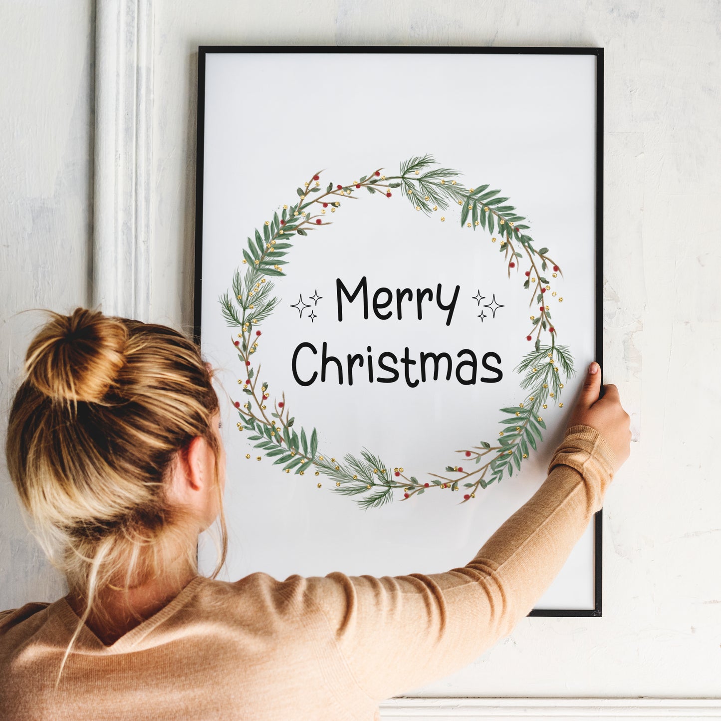 Weihnachten Poster Weihnachtsdeko Weihnachtskranz Tannenzapfen Weihnachtsposter