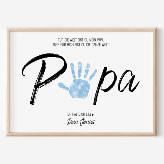 Handabdruck Kinder Baby Geschenk für Papa Vorlage personalisiert mit Namen Vatertag