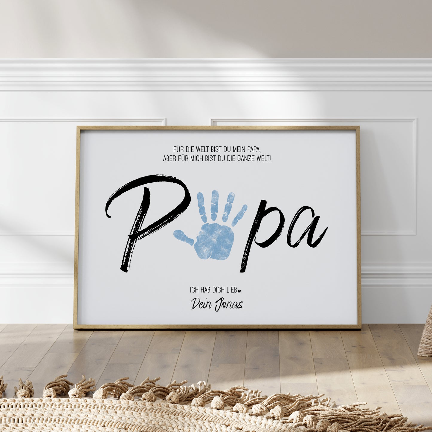 Handabdruck Kinder Baby Geschenk für Papa Vorlage personalisiert mit Namen Vatertag