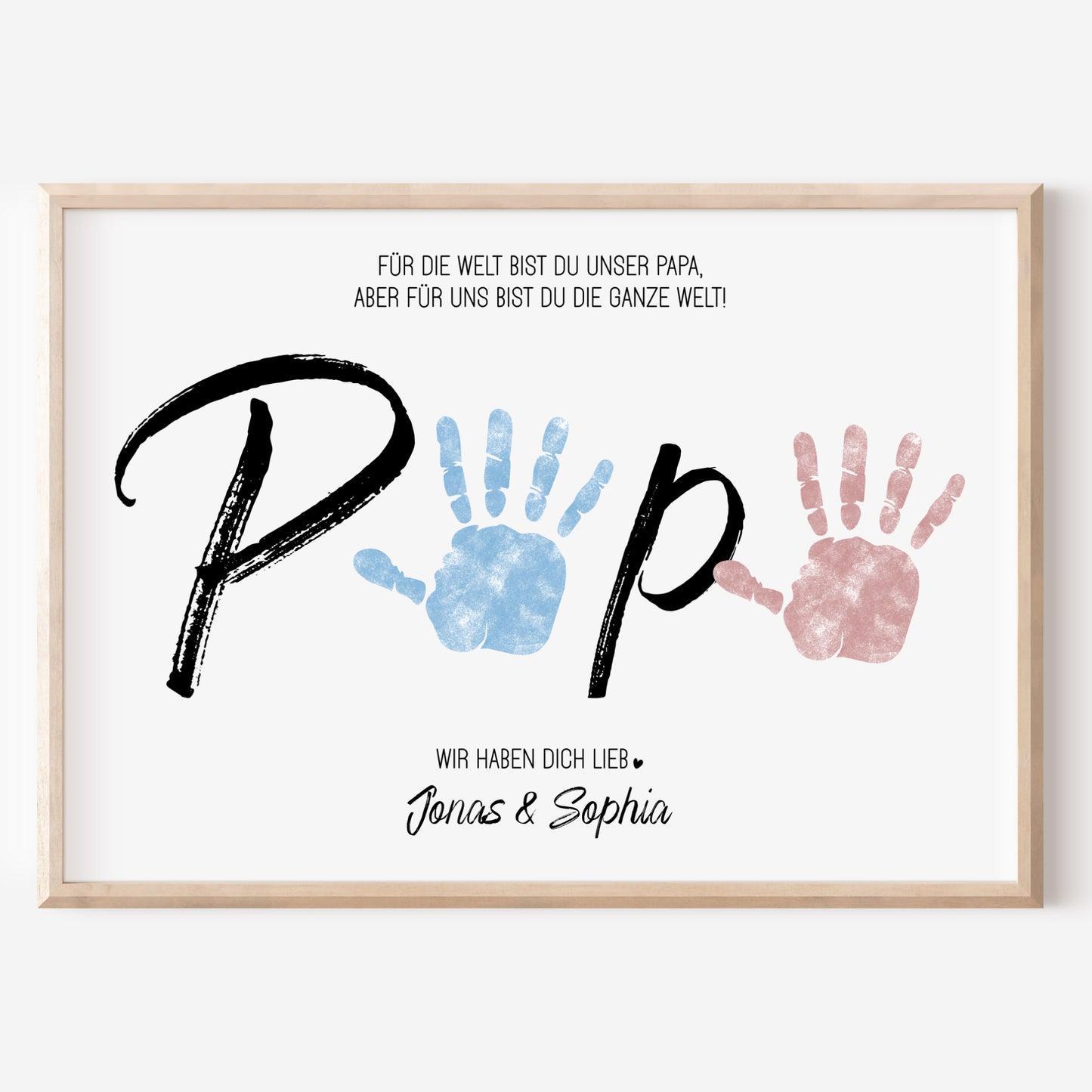 Handabdruck Kinder Baby Geschenk für Papa Vorlage personalisiert mit Namen Vatertag