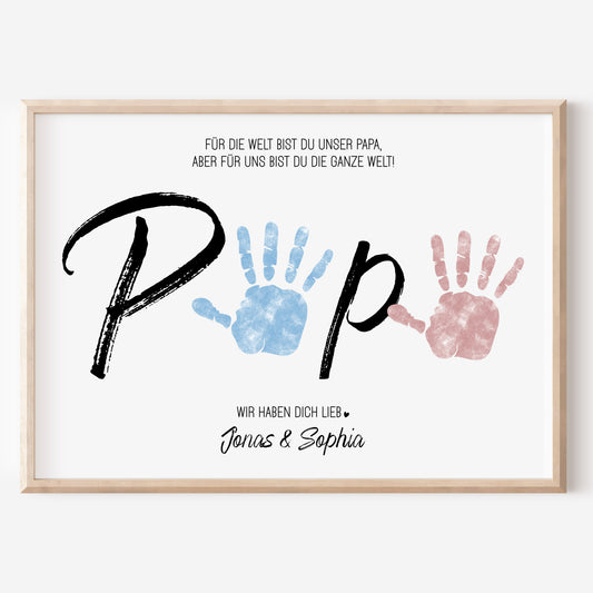 Handabdruck Kinder Baby Geschenk für Papa Vorlage personalisiert mit Namen Vatertag