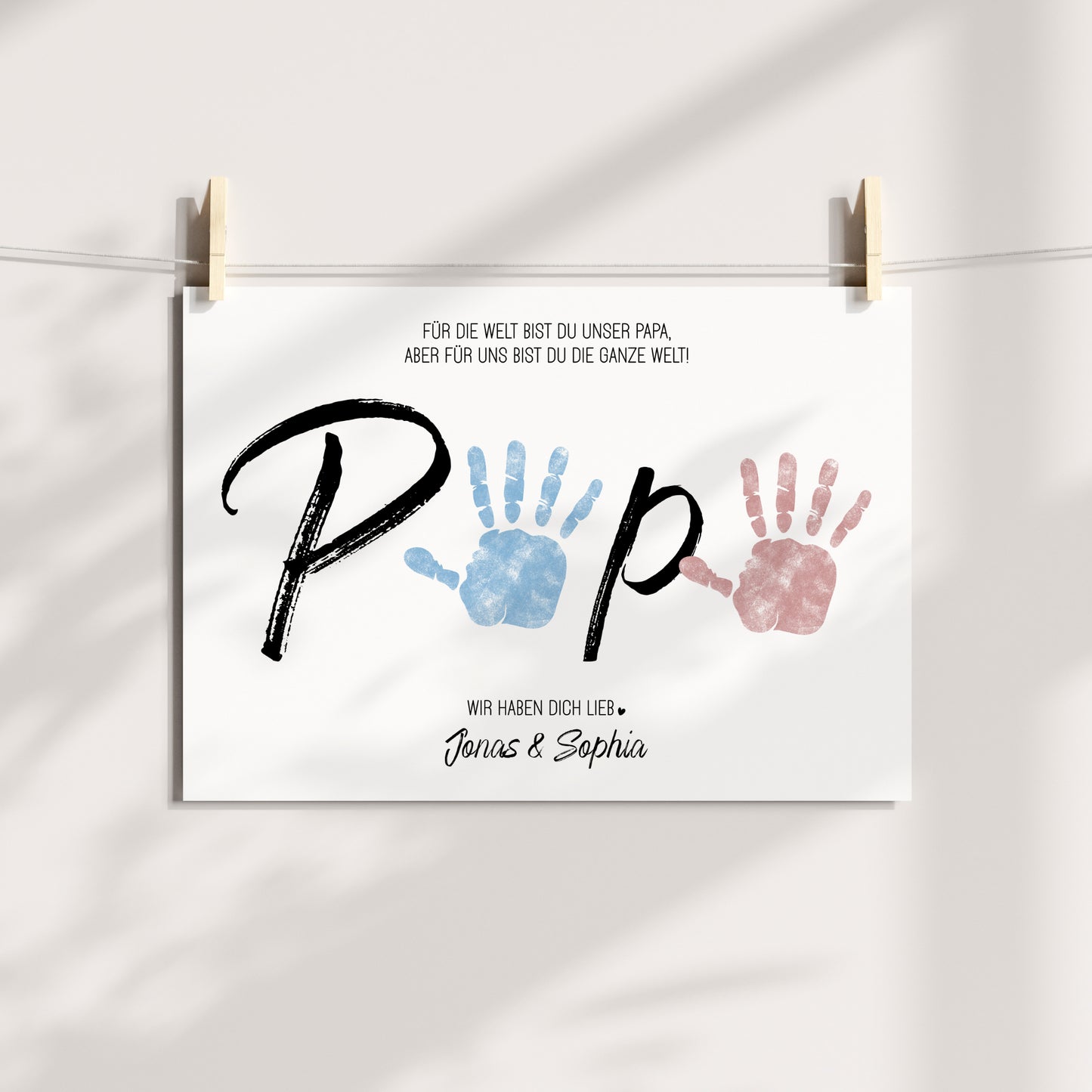 Handabdruck Kinder Baby Geschenk für Papa Vorlage personalisiert mit Namen Vatertag