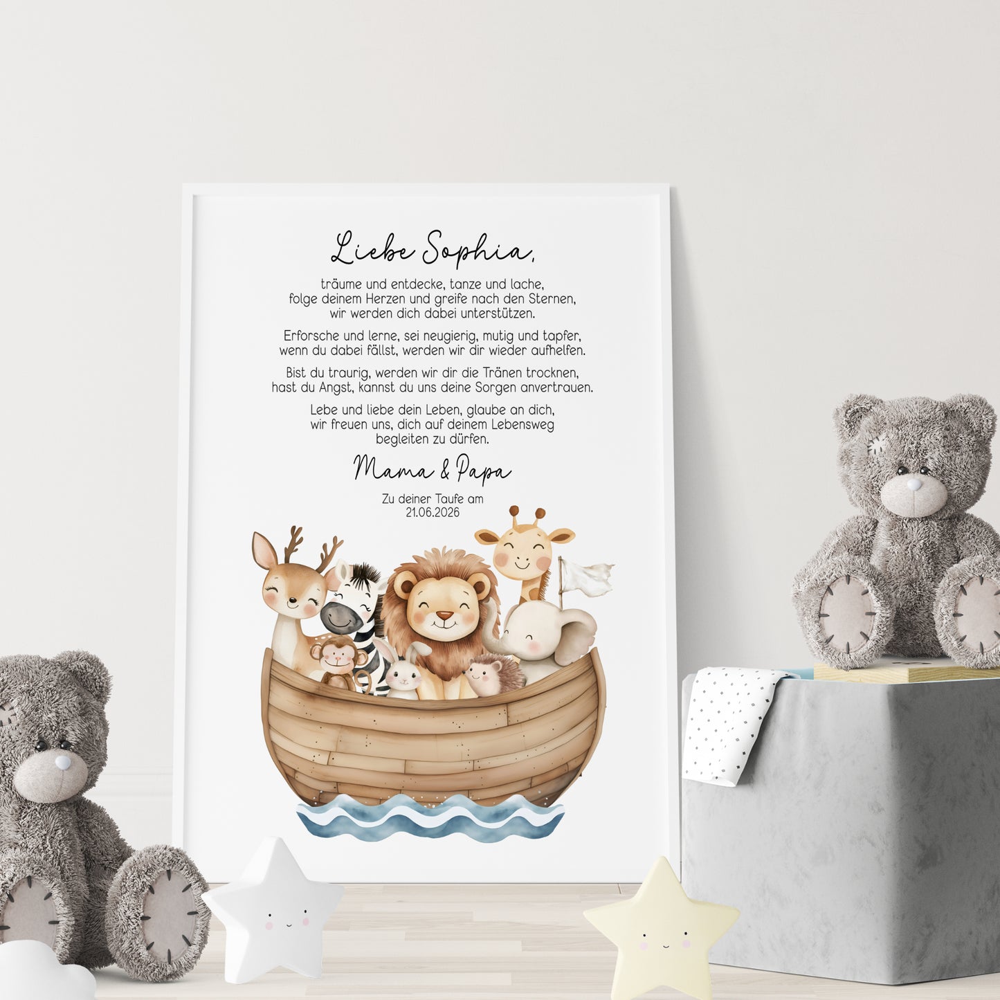 Patenbrief Taufe Patenkind Arche Noah Taufgeschenk Poster oder Datei personalisiert Taufbrief