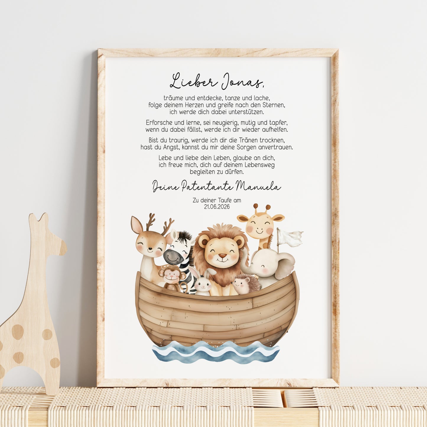 Patenbrief Taufe Patenkind Arche Noah Taufgeschenk Poster oder Datei personalisiert Taufbrief