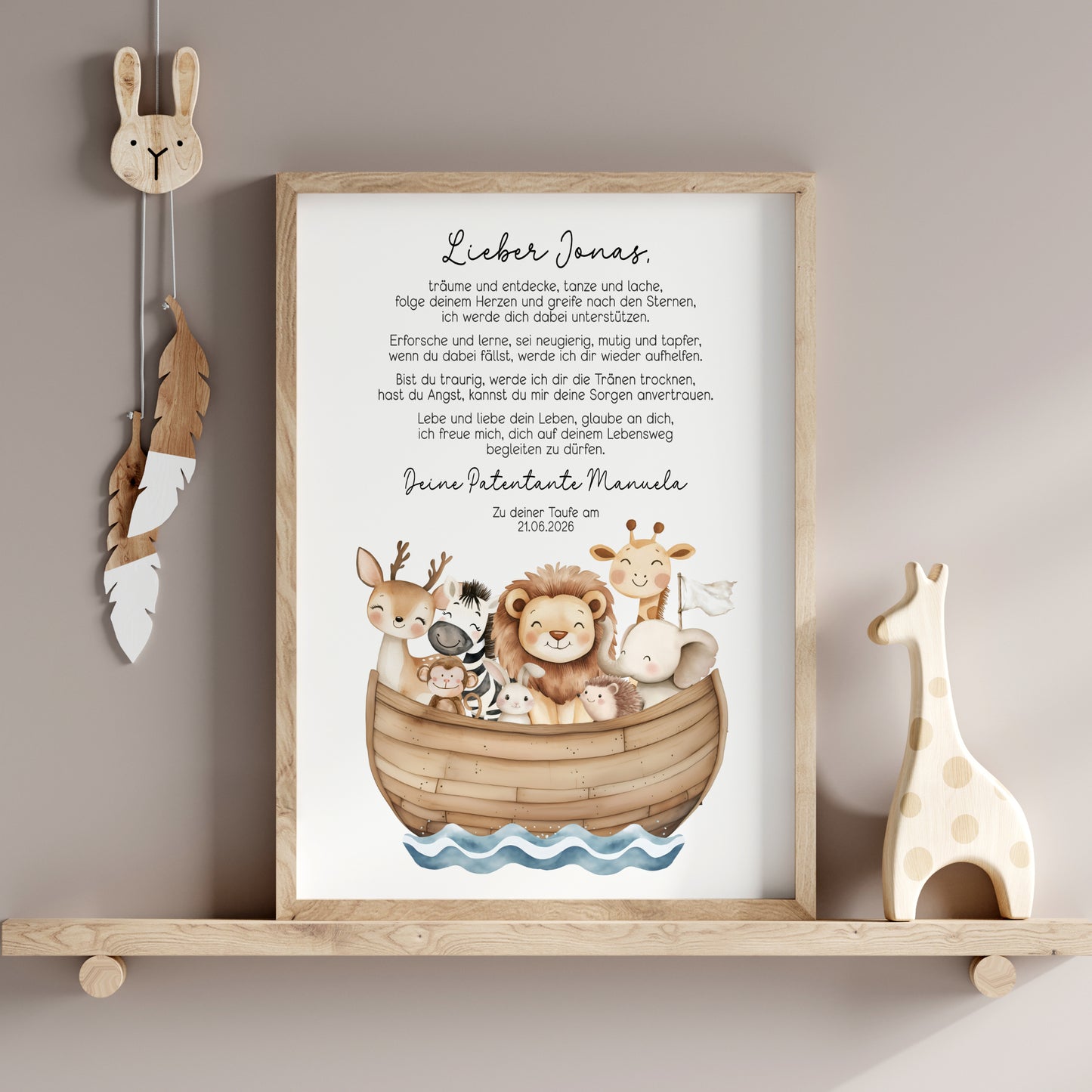 Patenbrief Taufe Patenkind Arche Noah Taufgeschenk Poster oder Datei personalisiert Taufbrief