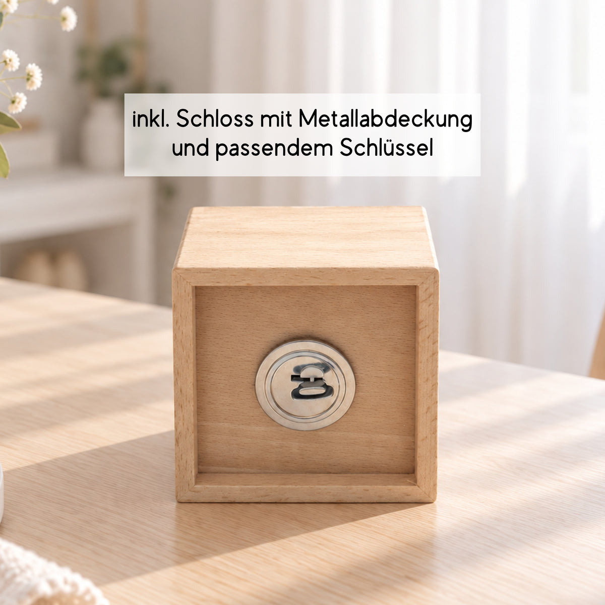 Spardose aus Holz mit Otter Bild für Kinder personalisiert mit Namen