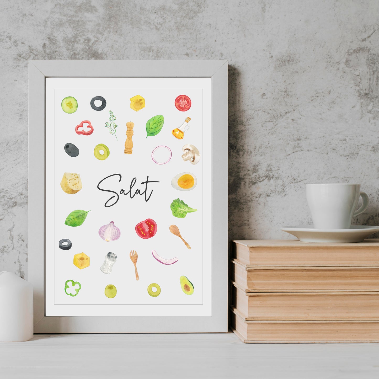 Salat Poster Bunt Küchenbild Familie Home Zuhause Wanddeko