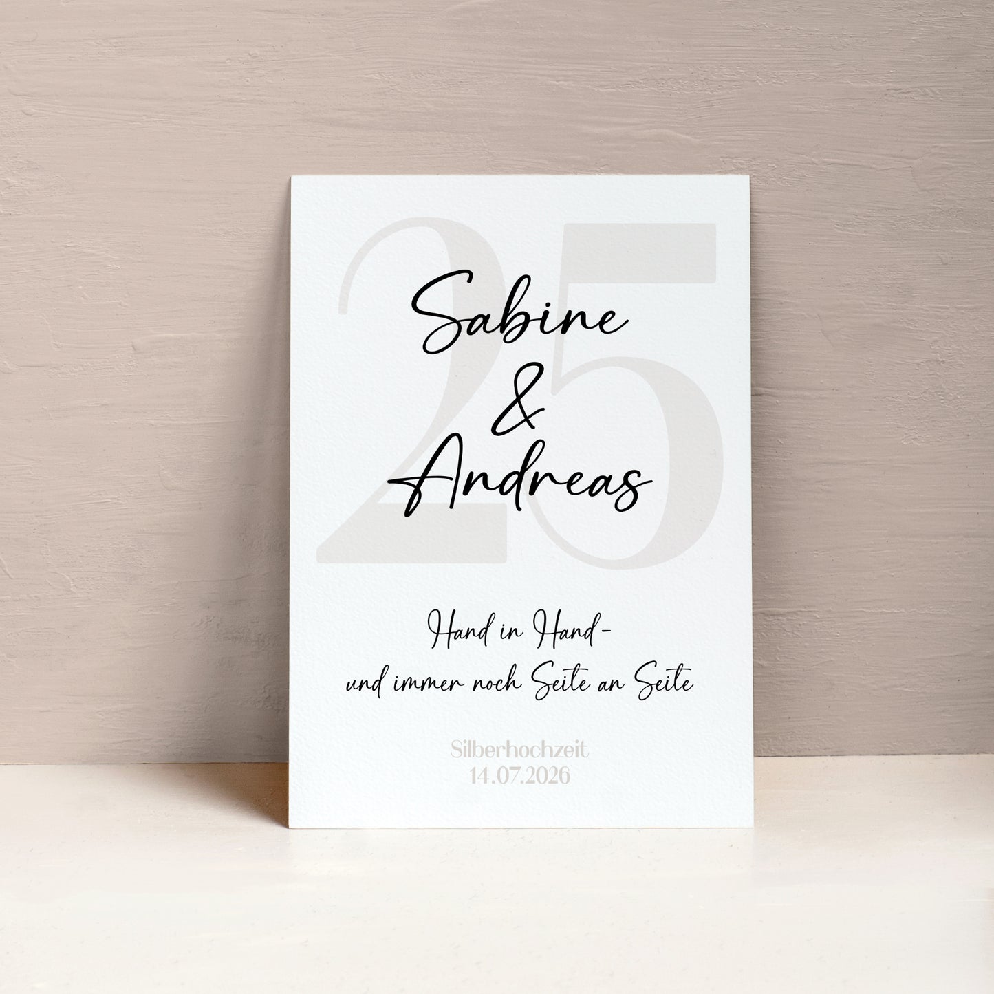 Silberhochzeit Geschenk Jubiläum Personalisiert Poster 25 Jahre Hochzeitstag Beige