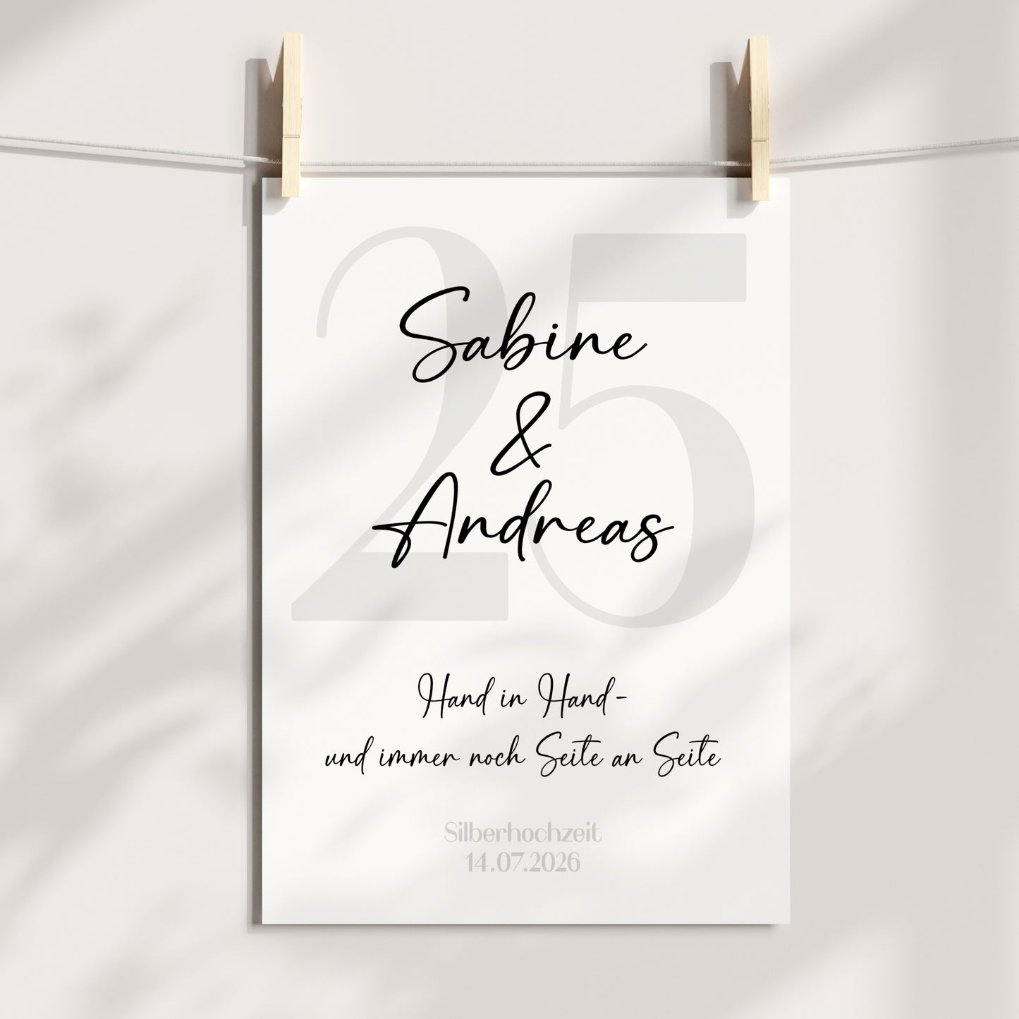 Silberhochzeit Geschenk Jubiläum Personalisiert Poster 25 Jahre Hochzeitstag Grau