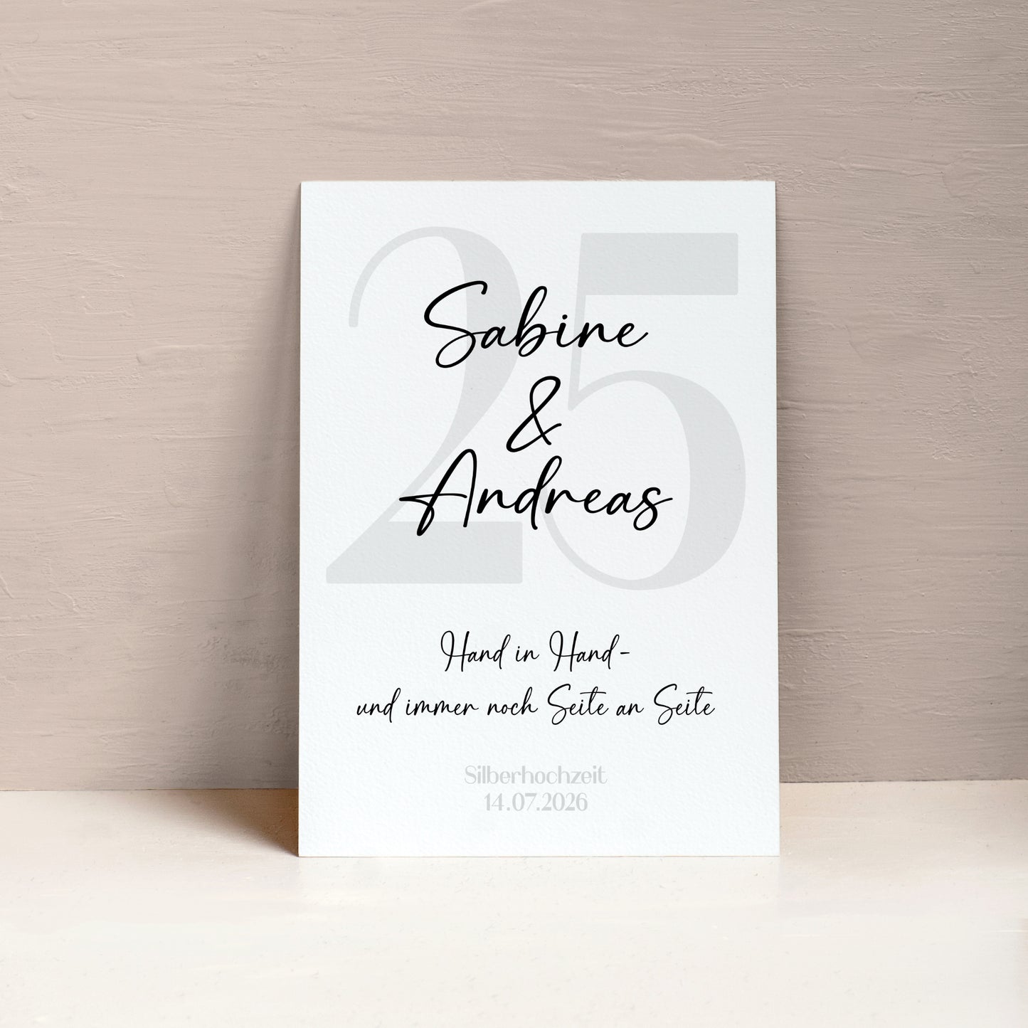 Silberhochzeit Geschenk Jubiläum Personalisiert Poster 25 Jahre Hochzeitstag Grau