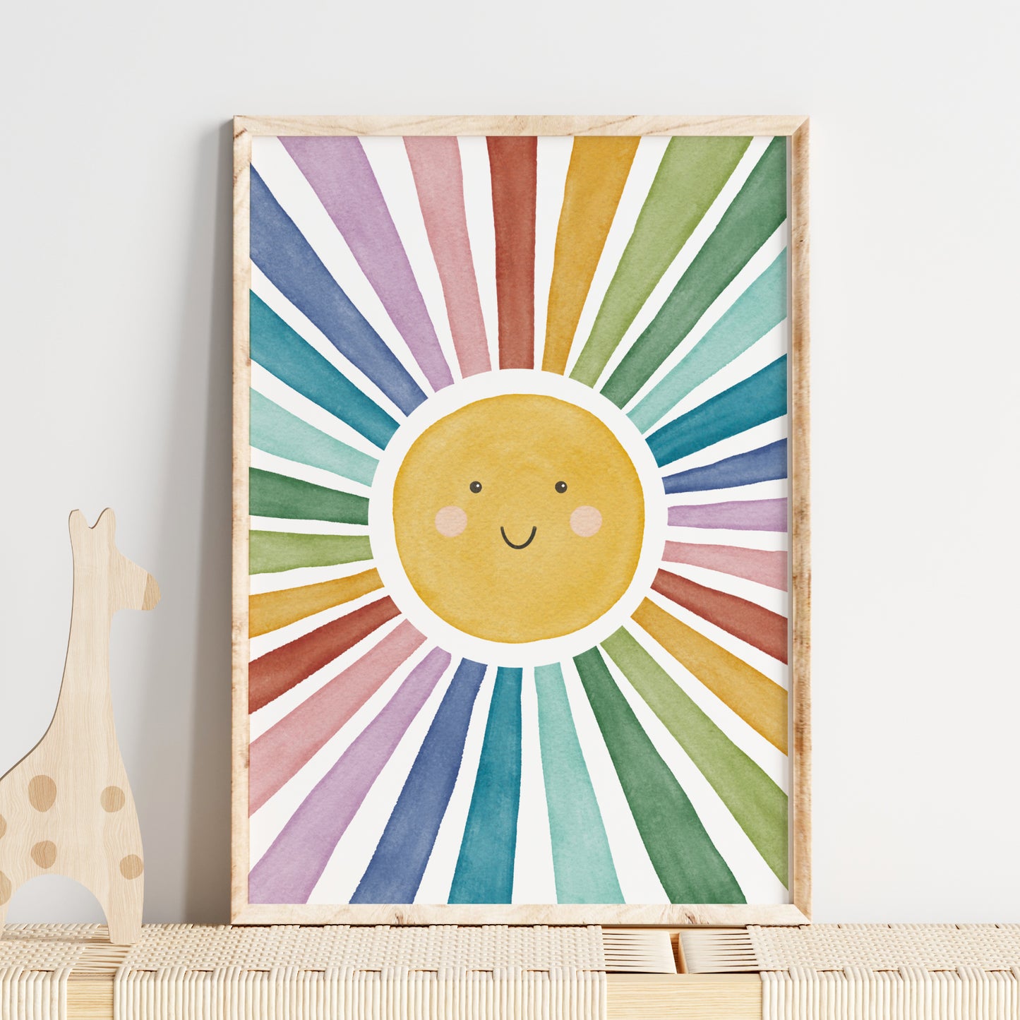 Sonne Poster Kinderzimmer personalisiert Sonnenstrahlen bunt Mädchen Jungen